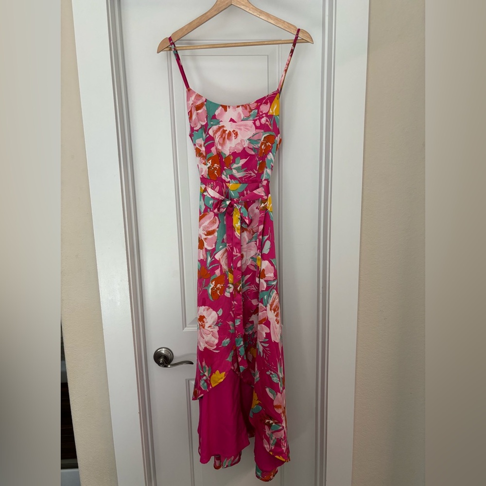 SOLD - Lulu's Vibrant Pink Floral Dress